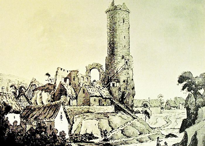 Zřícenina hradu Jenštejna v roce 1798, autor neznámý